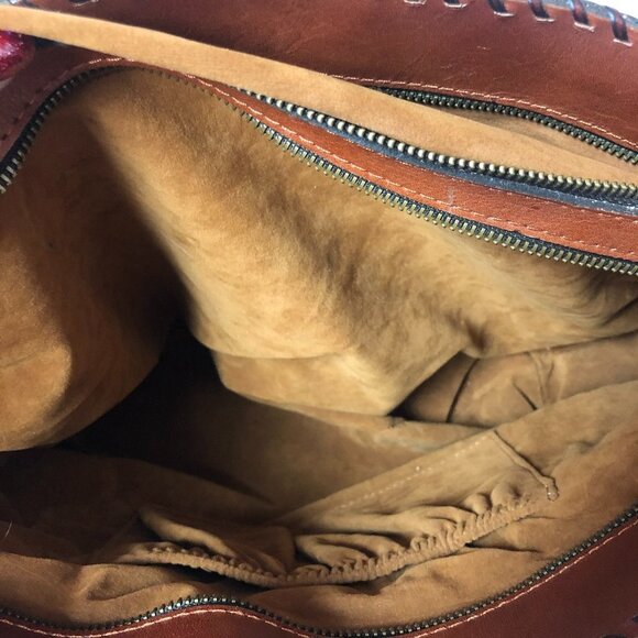 PATRICIA NASH Nevoso Patchwork Whip Stitch Leather Purse Double Zip Tote Bag - Picture 7 of 14